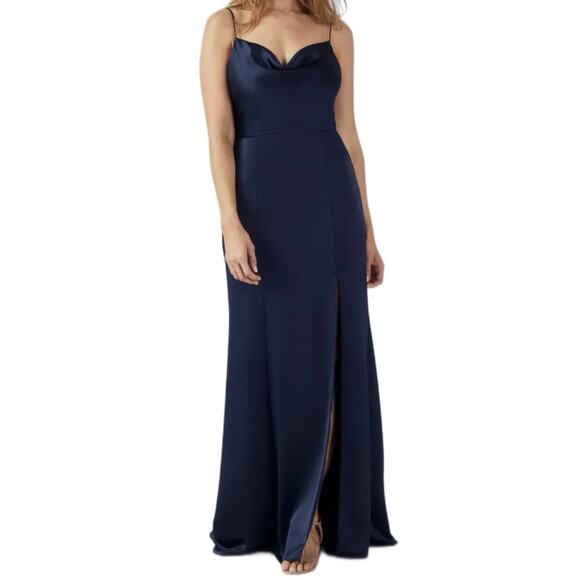 Amsale Women's Bridesmaid Chloe Gown Navy Sz 14